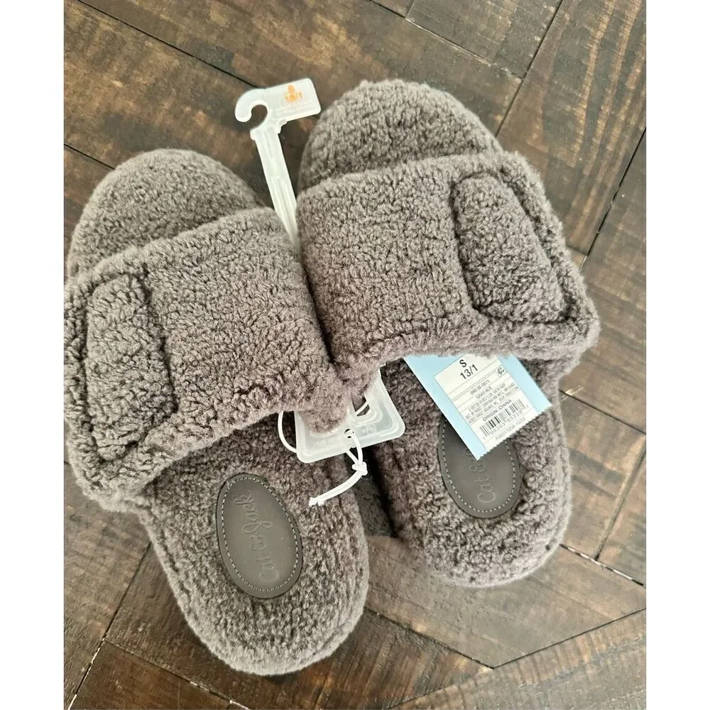 🌸 Cat & Jack Kids Gray Slide Slippers Size Youth 13/1 New